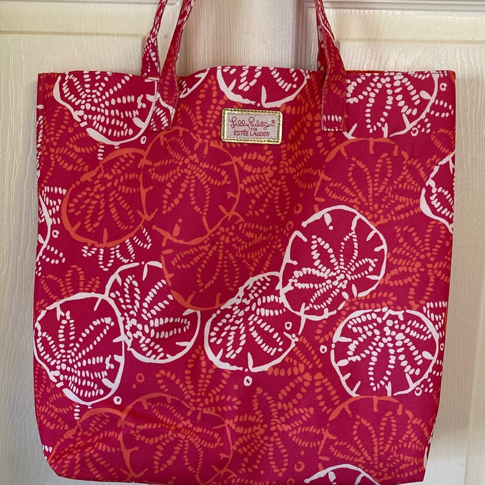 Lilly Pulitzer Pink, White & Coral Floral Print Tote - Picture 1 of 7